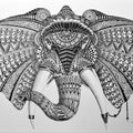 Animals pen drawing titled 'Elephant 2', 22x30 inches, by artist Kushal Kumar on Paper