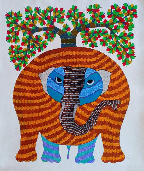 Elephant 4 Traditional Art by Choti Gond Artist | ArtZolo.com