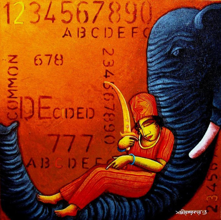 Elephant Painting by Samir Sarkar | ArtZolo.com