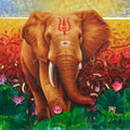 Animals oil painting titled 'Elephant', 36x48 inches, by artist Pradeep Kumar on Canvas