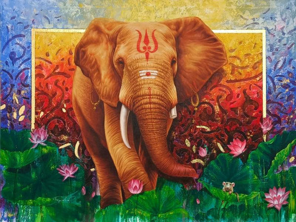 Elephant Painting by Pradeep Kumar | ArtZolo.com
