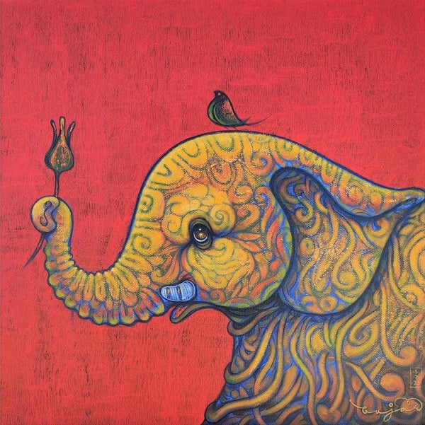 Elephant Painting by Ramesh Gujar | ArtZolo.com