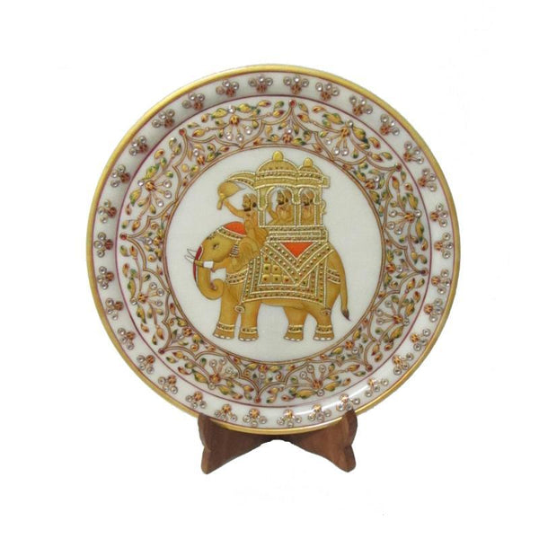 Elephant Marble Plate Handicraft by Ecraft India | ArtZolo.com