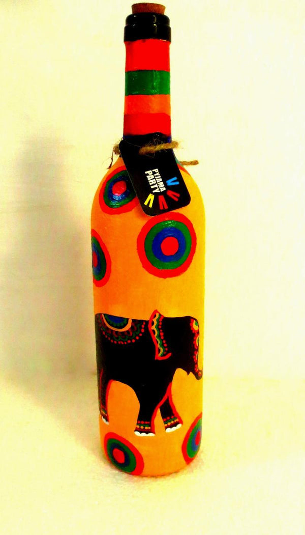 Elephant Tales Hand Painted Glass Bottles Handicraft by Rithika Kumar | ArtZolo.com