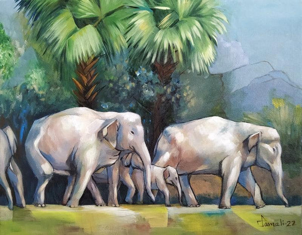 Elephant With Nature Painting by Tamali Das | ArtZolo.com
