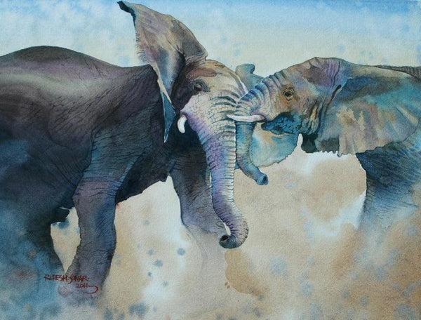 Elephants Painting by Rupesh Sonar | ArtZolo.com