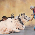Figurative oil painting titled 'Empathy', 20x32 inches, by artist Anjana Sihag on Canvas