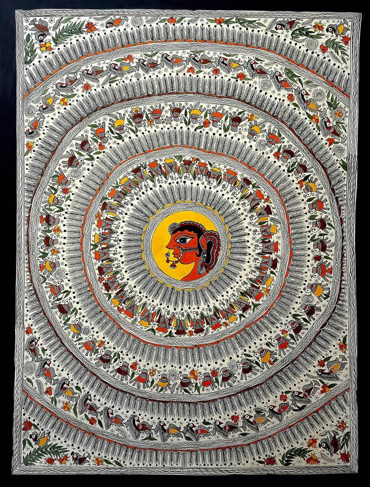 Encircled Woman Traditional Art by Anju Devi | ArtZolo.com