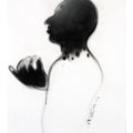 Figurative charcoal painting titled 'Enlightenment', 23x33 inches, by artist Ashok Das on Paper