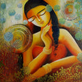 contemporary acrylic painting titled 'Eternal love', 24x24 inches, by artist NITU CHHAJER on Canvas