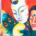 contemporary acrylic oil painting titled 'Eternal love', 14x48 inches, by artist Deepali Mundra on Canvas