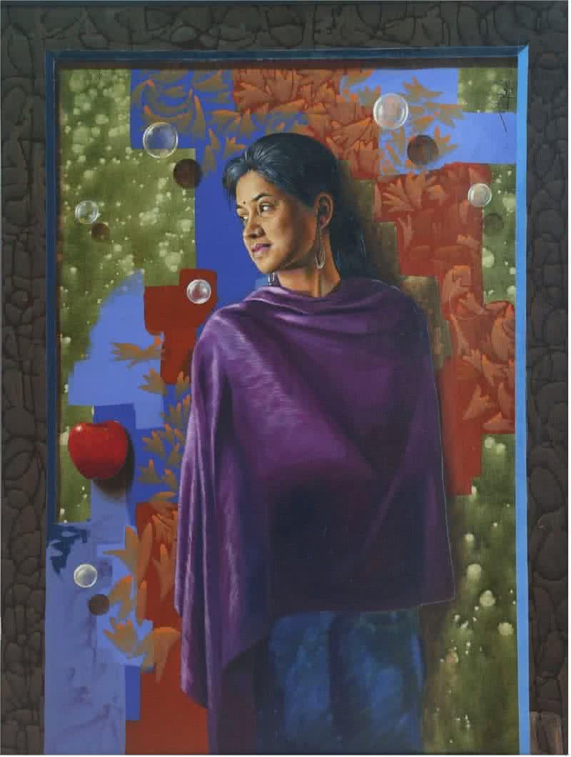 Figurative acrylic oil painting titled 'Evening', 36x48 inches, by artist Nitin  Marde on Canvas