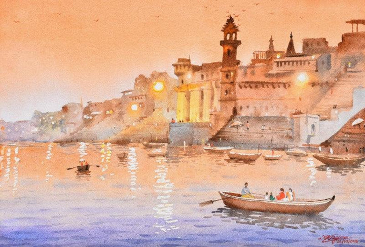 Evening At Banaras Painting by Ambadas Nagpure | ArtZolo.com