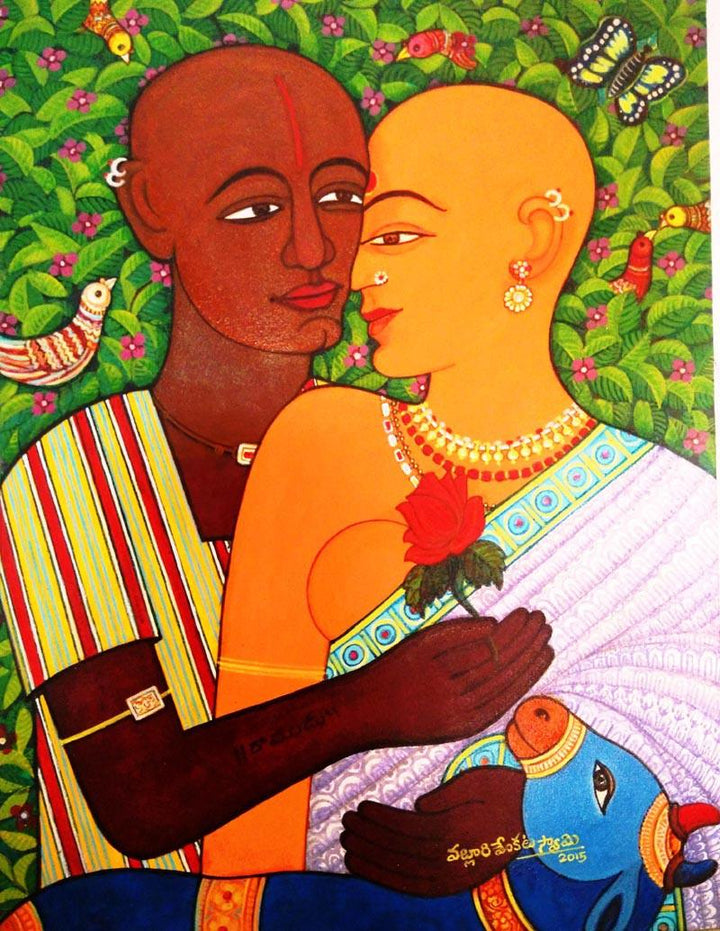 Expression Of Love Painting by V V Swamy | ArtZolo.com