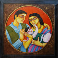 Figurative acrylic painting titled 'Family 2', 36x36 inches, by artist Gautam Mukherjee on canvas