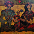 Figurative acrylic painting titled 'Family 6', 52x62 inches, by artist Ramesh Gujar on Canvas