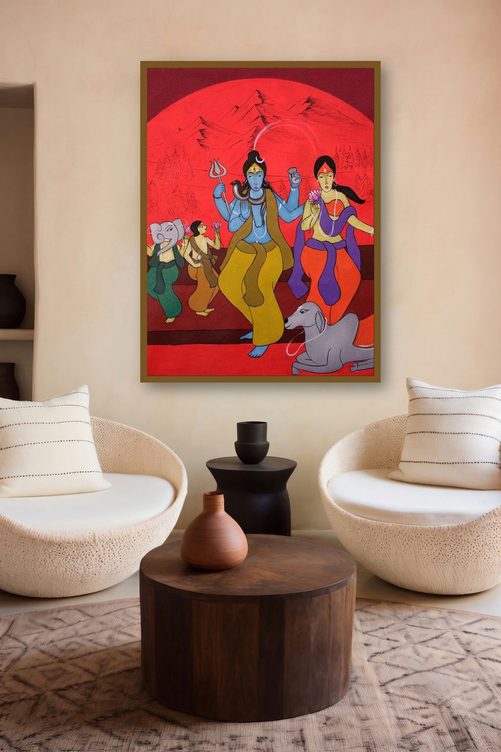 Family (Divine Abode) by artist Chetan Katigar displayed in a Curated gallery