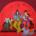 Religious acrylic painting titled 'Family', 34x34 inches, by artist Chetan Katigar on Canvas