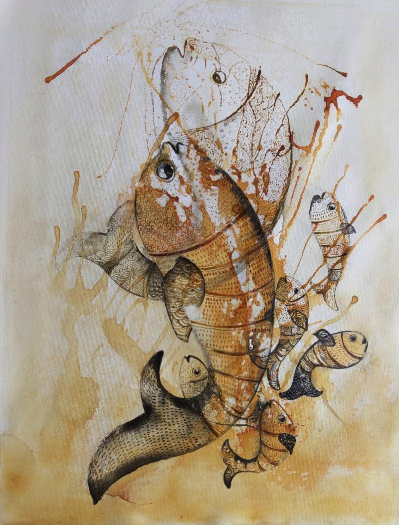 Animals acrylic painting titled 'Family', 24x18 inches, by artist Sonam Sikarwar on Canvas