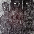 Nude pen drawing titled 'Family', 17x12 inches, by artist Ankita Dutta on Paper
