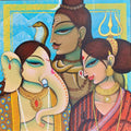Religious acrylic painting titled 'Family', 30x30 inches, by artist Varsha Kharatamal on Canvas