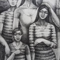 Figurative dry pastel drawing titled 'Family', 48x30 inches, by artist Sumana Nath De on Paper