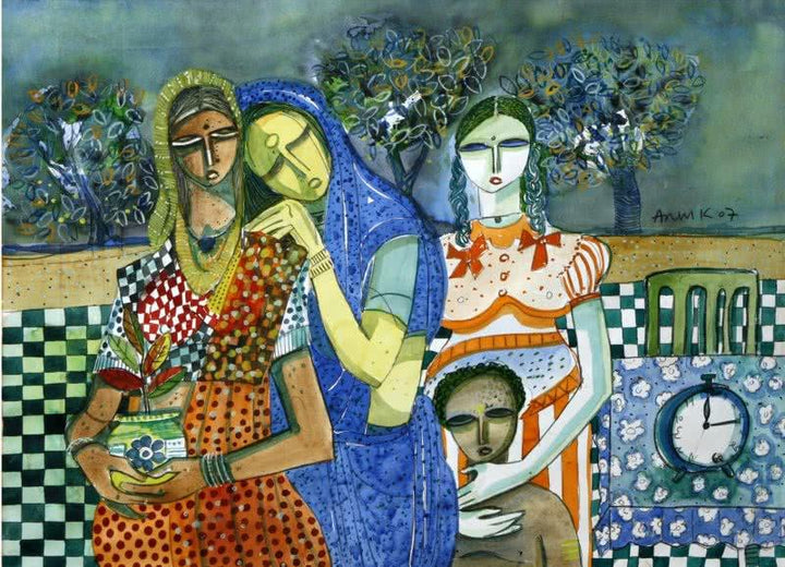 Family Potratit Painting by Arun K Mishra | ArtZolo.com