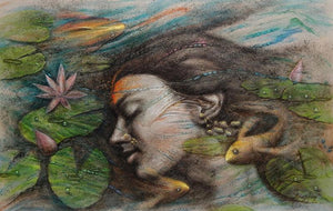 Figurative oil painting titled 'Fantasy 1', 34x52 inches, by artist Darshan Sharma on Canvas