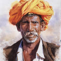 Figurative watercolor painting titled 'Farmer', 14x10 inches, by artist Amit Dhane on Paper