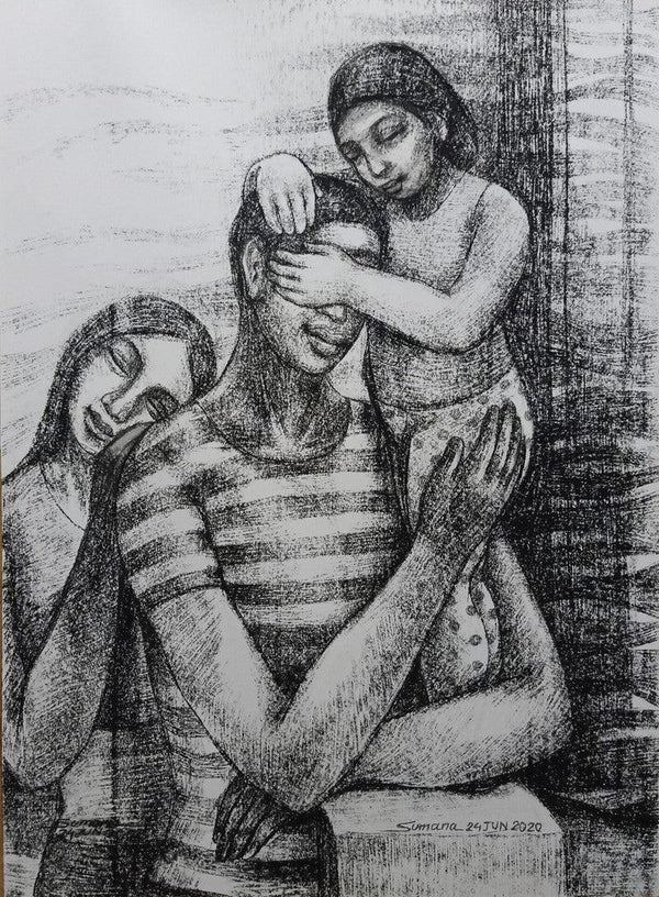 Father Daughter Affection Drawing by Sumana Nath De | ArtZolo.com