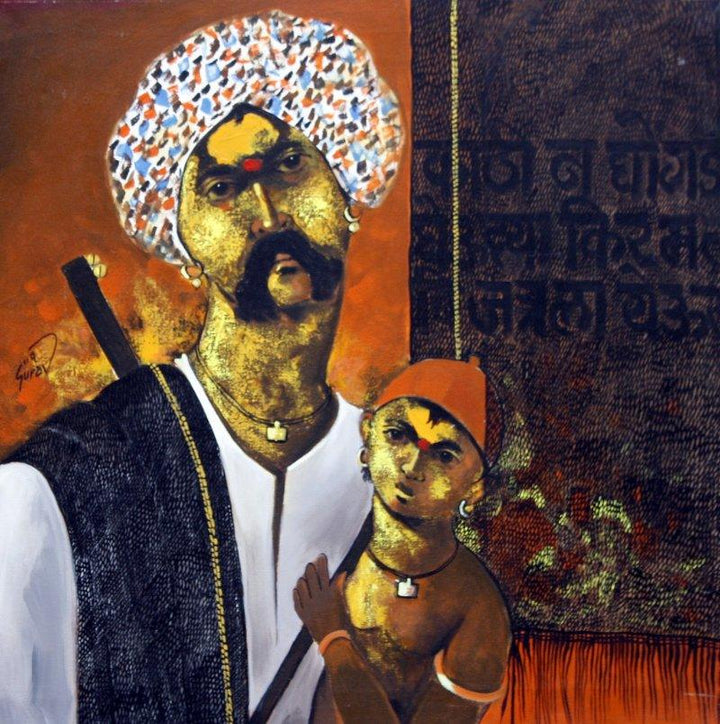 Father And Son Painting by Raosaheb Gurav | ArtZolo.com