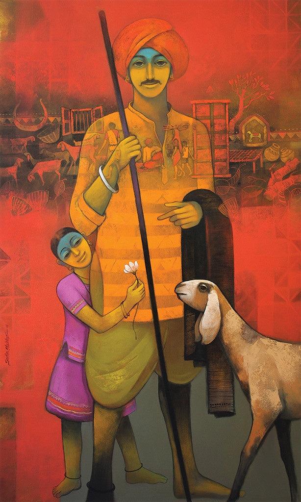 Fatherly Love Painting by Sachin Akalekar | ArtZolo.com