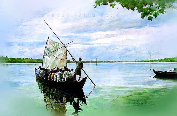 Ferry Boat Painting by Abdul Salim | ArtZolo.com