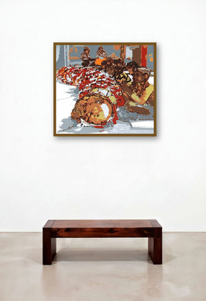 Festival (Rhythmic Celebration) by artist Kanchan Kapruwan displayed in a Boutique Hotel Style Home Office