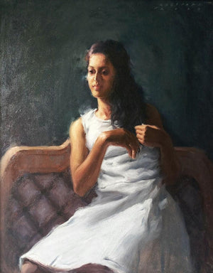 Figurative oil painting titled 'Figure 2', 30x24 inches, by artist Siddharth Gavade on Canvas