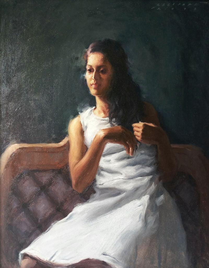 Figurative oil painting titled 'Figure 2', 30x24 inches, by artist Siddharth Gavade on Canvas