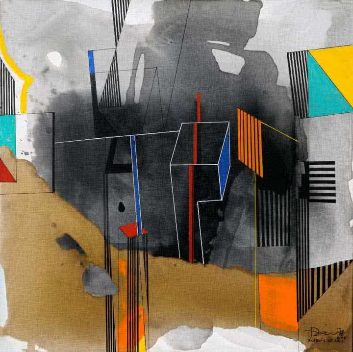 First In Grey And Orange Painting by Prabhinder Lall | ArtZolo.com