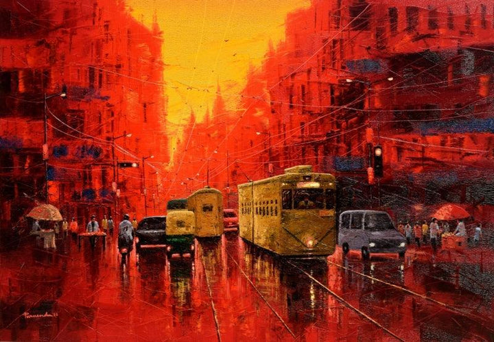 First Light In Kolkata Painting by Purnendu Mandal | ArtZolo.com