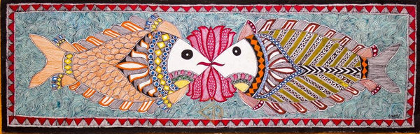 Fish 3 Madhubani Painting Traditional Art by Kalaviti Arts | ArtZolo.com