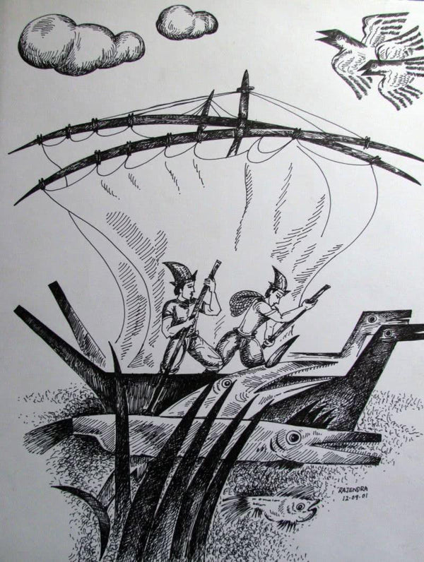 Fisherman Drawing by Rajendra V | ArtZolo.com