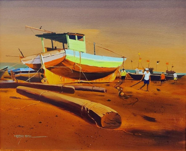 Fishermen Life Painting by Rupesh Patil | ArtZolo.com
