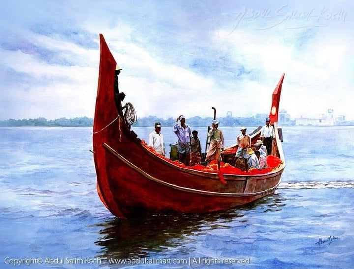 Fishing Painting by Abdul Salim | ArtZolo.com