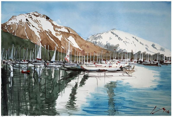 Fjords Of Alaska The Usa Painting by Arunava Ray | ArtZolo.com
