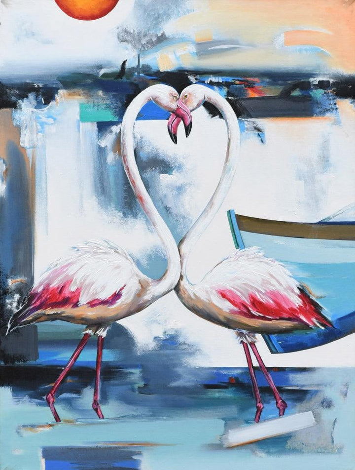 Flamingo 1 Painting by Vishwajeet Naik | ArtZolo.com