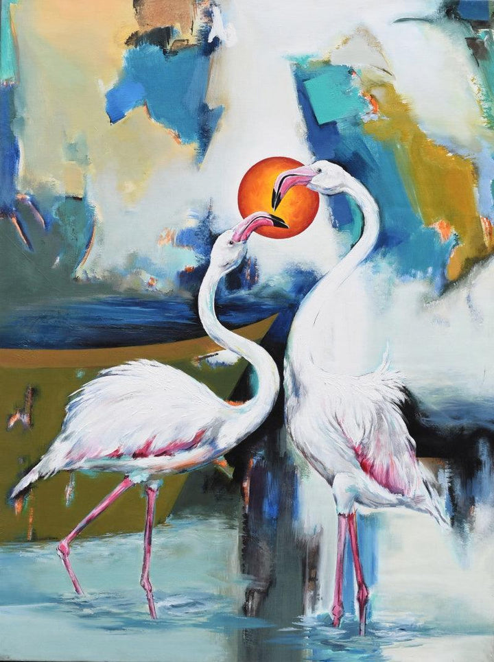 Flamingo 2 Painting by Vishwajeet Naik | ArtZolo.com