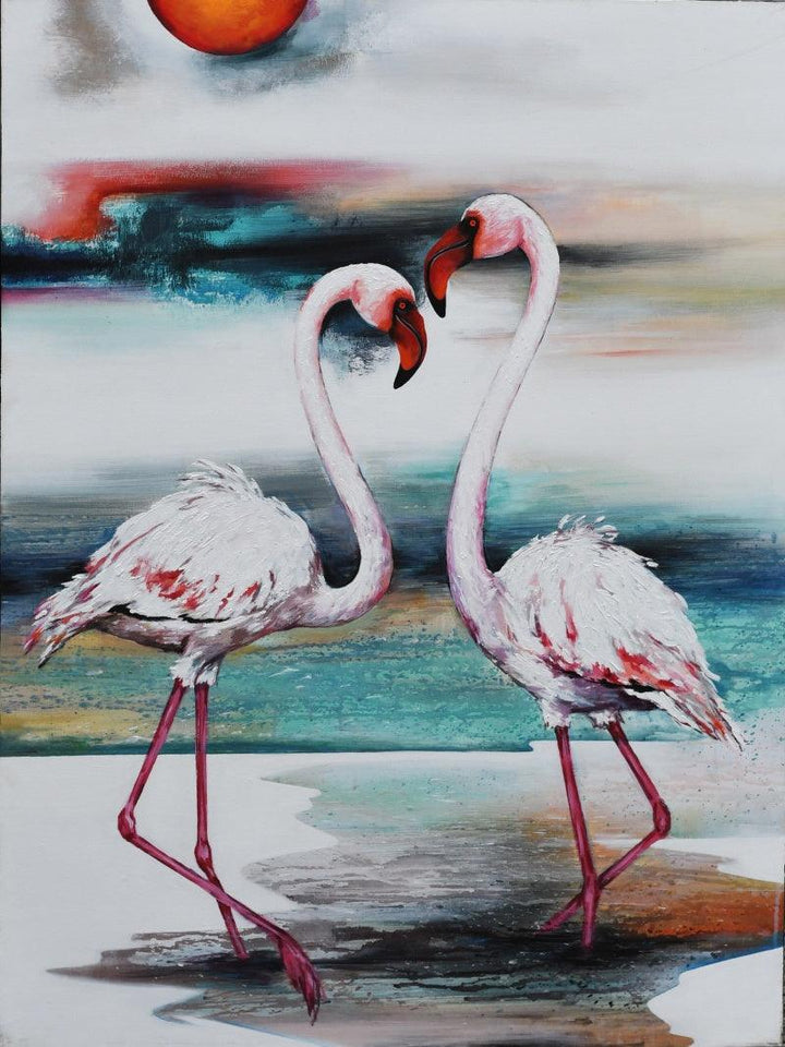 Flamingo 3 Painting by Vishwajeet Naik | ArtZolo.com