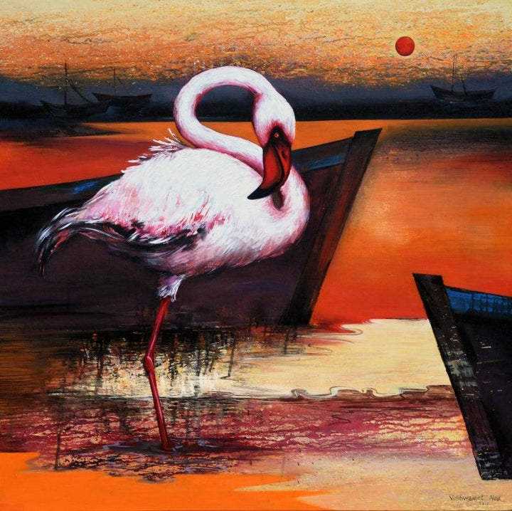 Flamingo 7 Painting by Vishwajeet Naik | ArtZolo.com