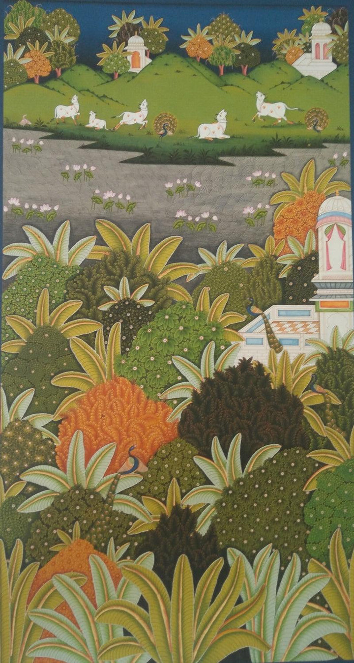 Flora And Fauna Of Pichwai Painting Traditional Art by Yugdeepak Soni | ArtZolo.com