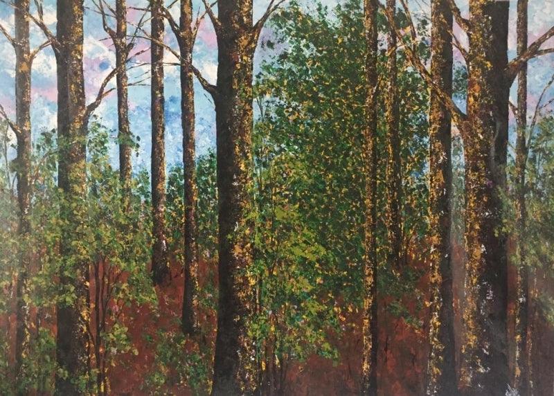 Nature acrylic painting titled 'Flora', 35x50 inches, by artist Shilpi Singh Patel on Canvas