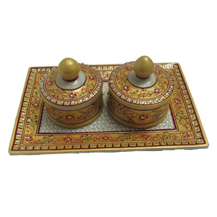 Floral Decorative Box Tray Handicraft by Ecraft India | ArtZolo.com